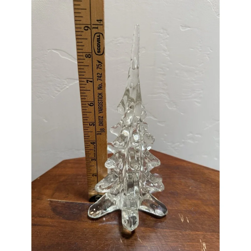 Large Heavy Clear Art Glass Crystal Christmas Tree Holiday Decor 9